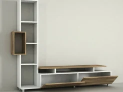 Salotto|Pareti Attrezzate > Dmora Mobile soggiorno classico 320cm antracite e acero - Acuto Marrone Acero, Nero Antracite