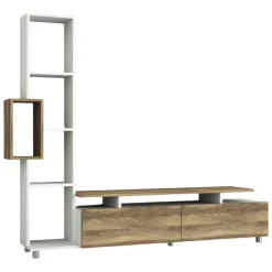 Salotto|Pareti Attrezzate > Dmora Mobile soggiorno classico 320cm antracite e acero - Acuto Marrone Acero, Nero Antracite