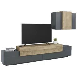 Mobile soggiorno in legno 240cm antracite e acero - Alaskino