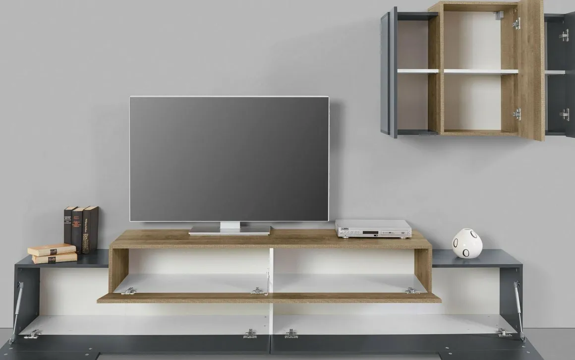 Mobile soggiorno in legno 240cm antracite e acero - Alaskino