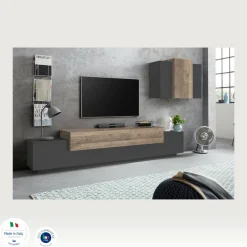 Mobile soggiorno in legno 240cm antracite e acero - Alaskino