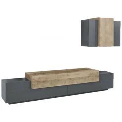 Mobile soggiorno in legno 240cm antracite e acero - Alaskino