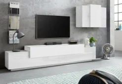 Salotto > Dmora Mobile soggiorno in legno 240cm - Alaskino Bianco Lucido