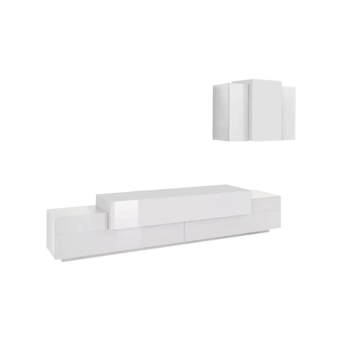 Salotto > Dmora Mobile soggiorno in legno 240cm - Alaskino Bianco Lucido
