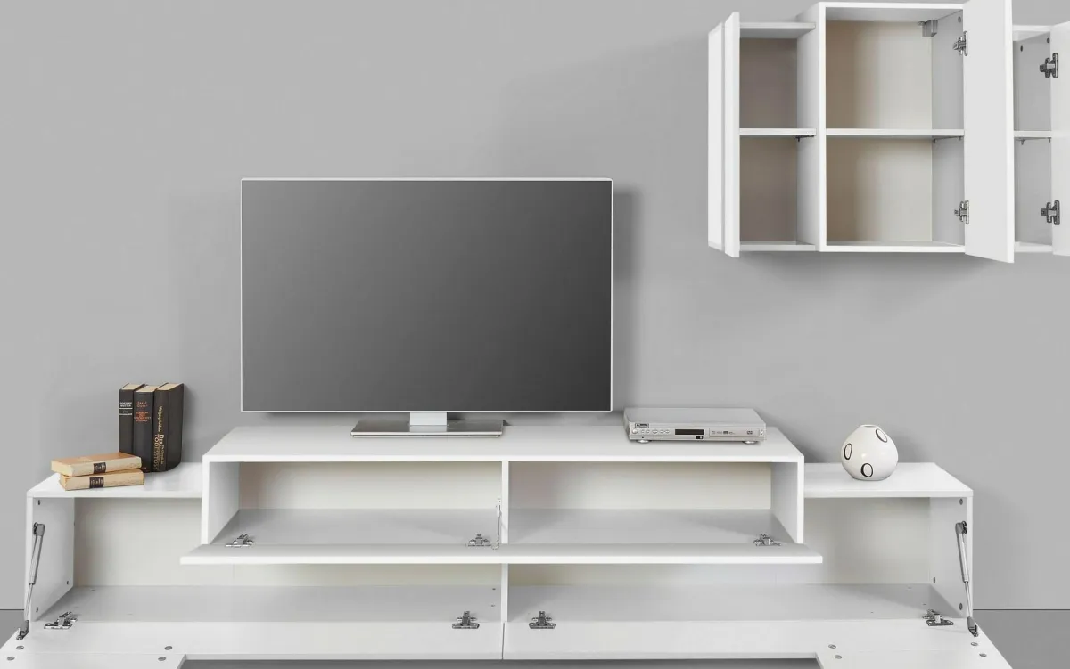 Salotto > Dmora Mobile soggiorno in legno 240cm - Alaskino Bianco Lucido