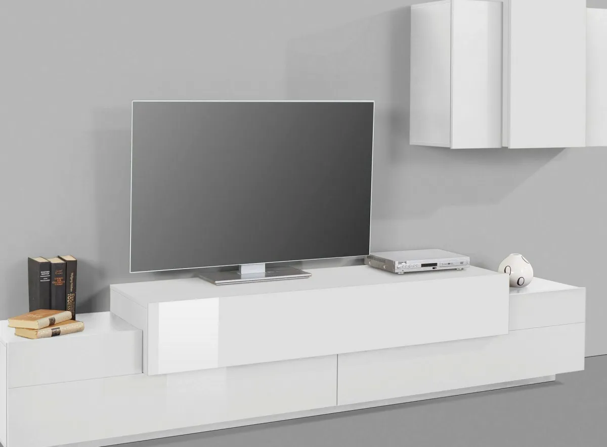 Salotto > Dmora Mobile soggiorno in legno 240cm - Alaskino Bianco Lucido