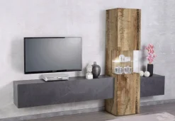 Salotto > Dmora Mobile soggiorno moderno 265cm acero e ardesia - Abramo Grigio Ardesia, Marrone Acero