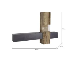 Salotto > Dmora Mobile soggiorno moderno 265cm acero e ardesia - Abramo Grigio Ardesia, Marrone Acero
