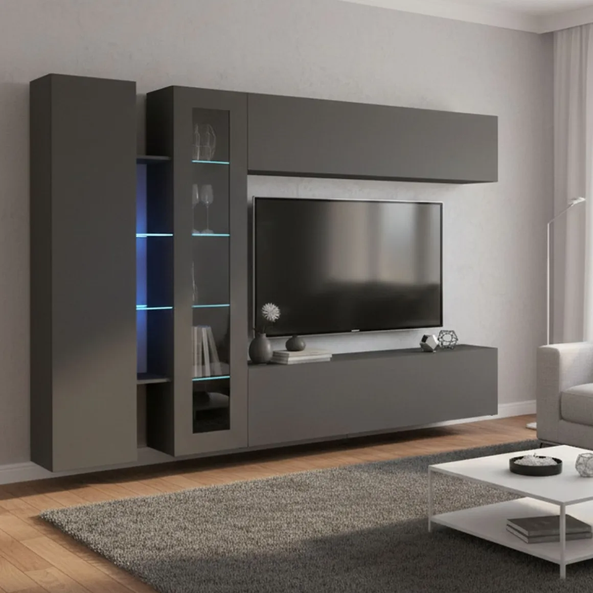 Mobile soggiorno moderno 280cm antracite - Annie