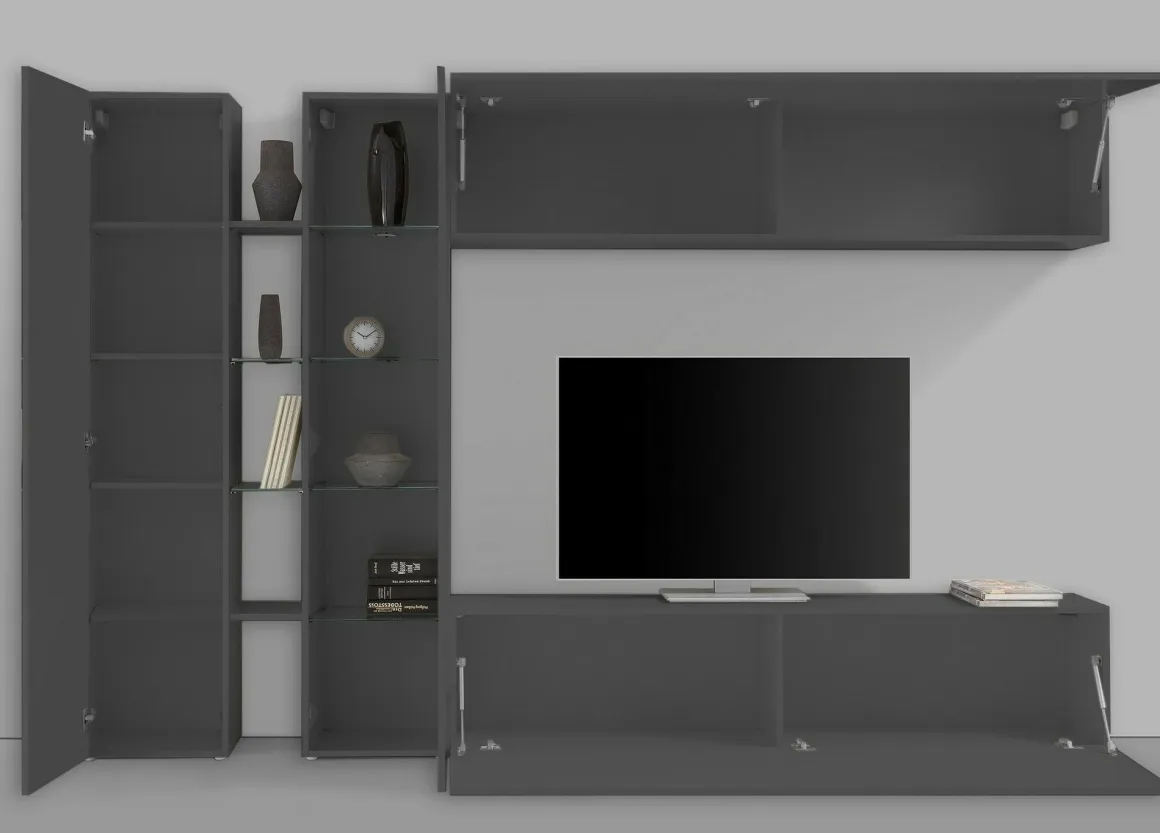 Mobile soggiorno moderno 280cm antracite - Annie