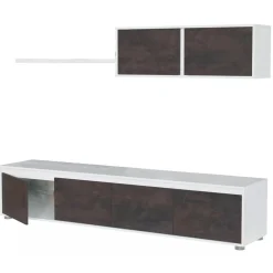 Salotto|Pareti Attrezzate > Dmora Mobile soggiorno moderno 200cm bianco e ossido - Amir Marrone, Bianco Ossido