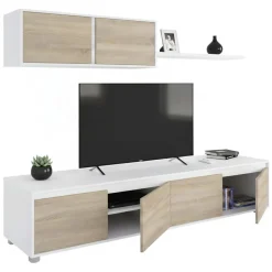 Mobile soggiorno moderno 200cm bianco e rovere - Amir