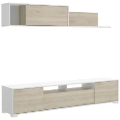 Mobile soggiorno multifunzione 200cm rovere e bianco lucido - Abbete