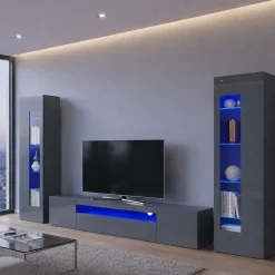 Mobile soggiorno multifunzione 290cm antracite lucido - Aslhey