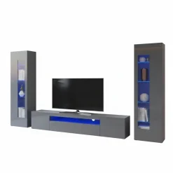 Mobile soggiorno multifunzione 290cm antracite lucido - Aslhey