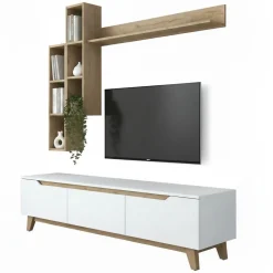 Mobile soggiorno scandi 180cm bianco e rovere - Atax