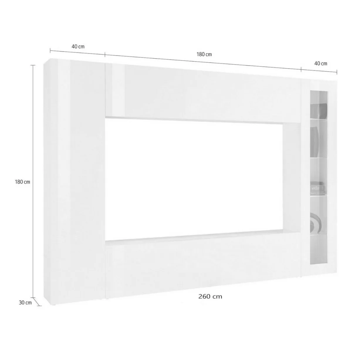 Salotto|Pareti Attrezzate > Dmora Mobile soggiorno smart 260cm - Amel Bianco Lucido