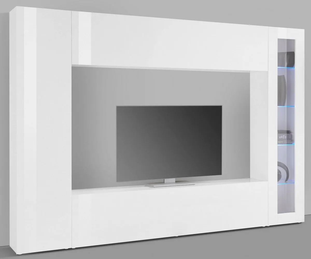Salotto|Pareti Attrezzate > Dmora Mobile soggiorno smart 260cm - Amel Bianco Lucido