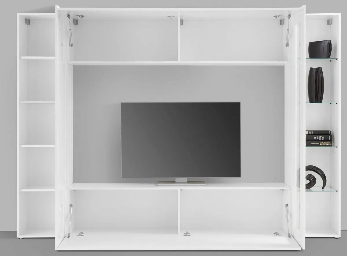 Salotto|Pareti Attrezzate > Dmora Mobile soggiorno smart 260cm - Amel Bianco Lucido