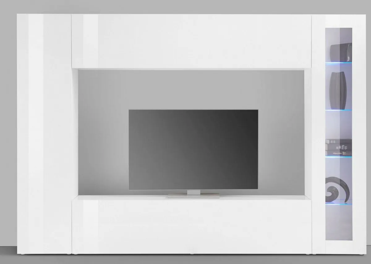 Salotto|Pareti Attrezzate > Dmora Mobile soggiorno smart 260cm - Amel Bianco Lucido