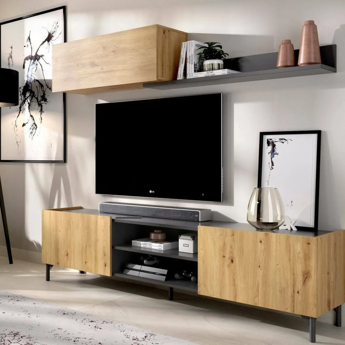 Mobile soggiorno smart 182cm legno e antracite - Ama