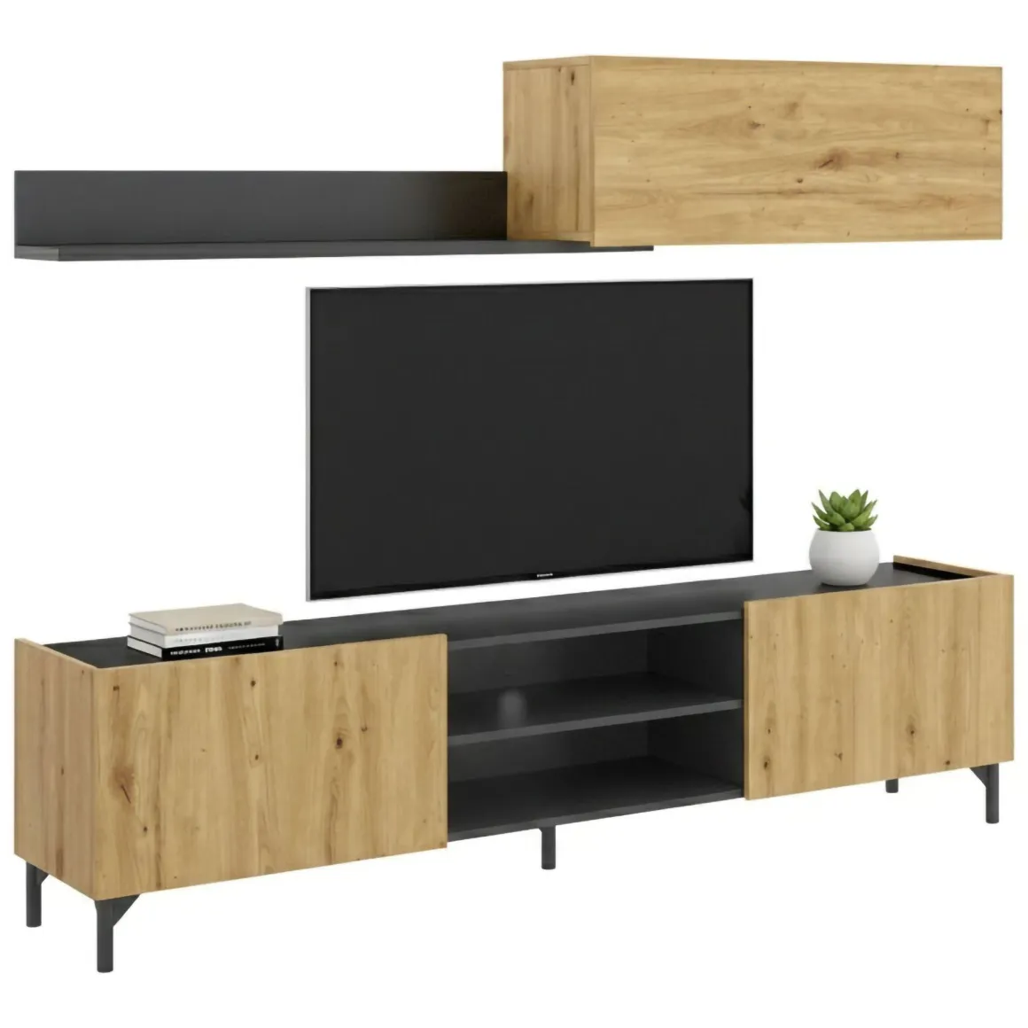 Mobile soggiorno smart 182cm legno e antracite - Ama