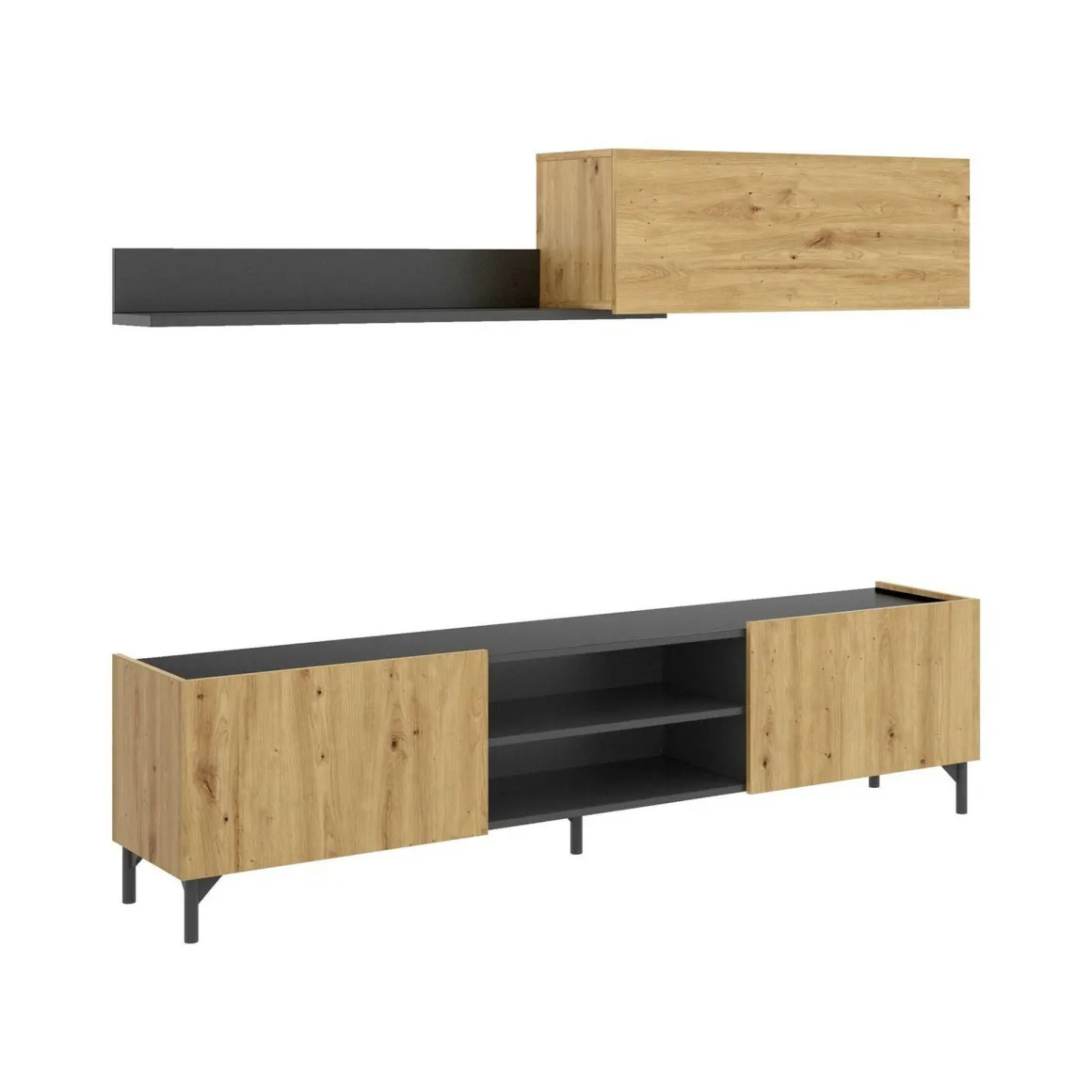 Mobile soggiorno smart 182cm legno e antracite - Ama