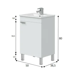 Mobili Sottolavabo > Dmora Mobile sottolavabo 1 anta 50x38x80h cm - Iselle Bianco Lucido