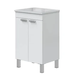 Mobili Sottolavabo > Dmora Mobile Sottolavabo 2 Ante Apertura Battente 50x39x80h cm, Piedini Alluminio - Tuglie Bianco Lucido