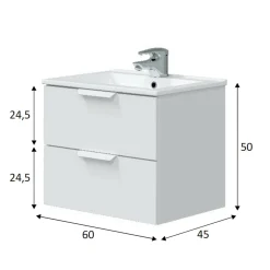 Mobili Sottolavabo > Dmora Mobile sottolavabo 2 cassetti 60x45x50h cm rovere - Doksuri Marrone Rovere