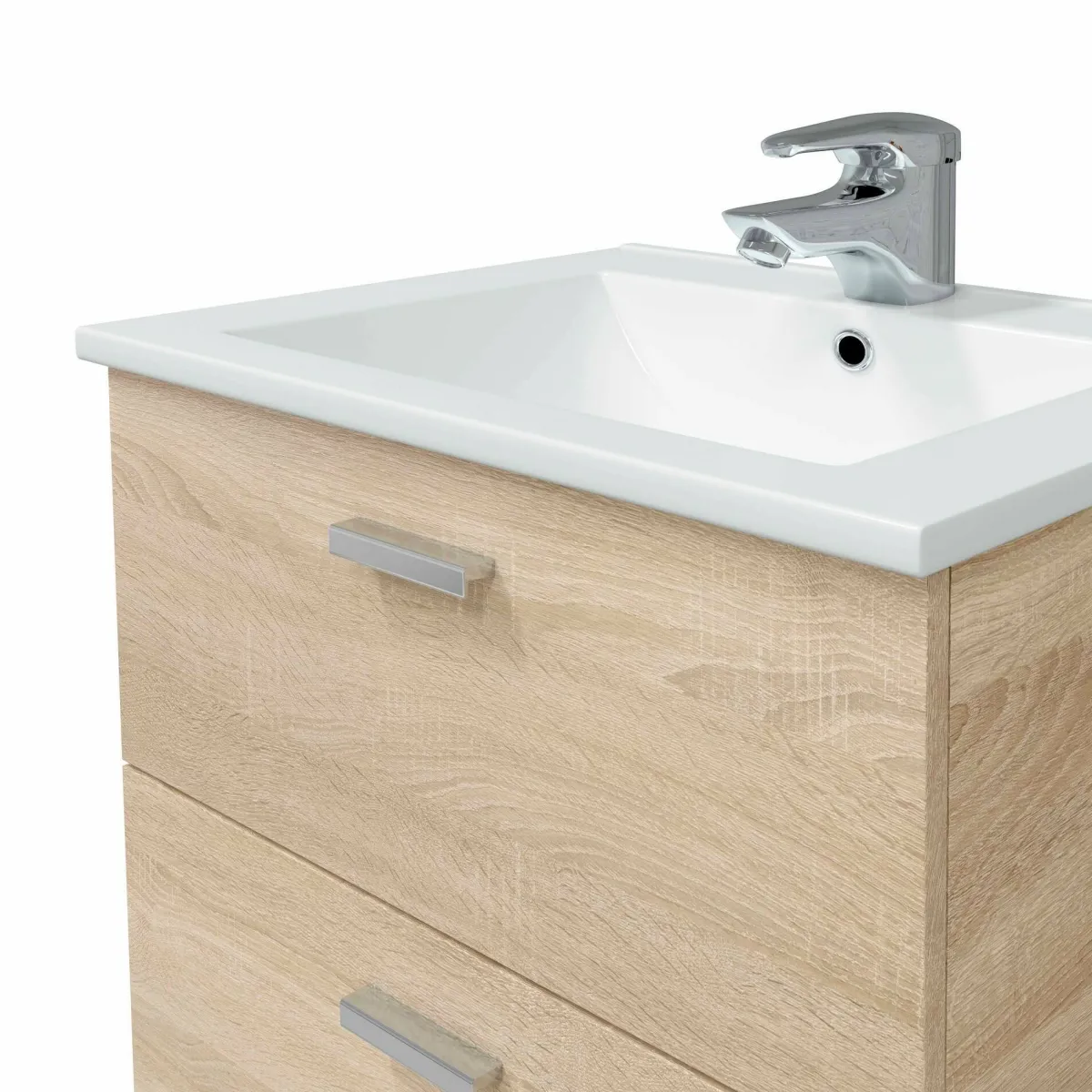 Mobili Sottolavabo > Dmora Mobile sottolavabo 2 cassetti 60x45x50h cm rovere - Doksuri Marrone Rovere