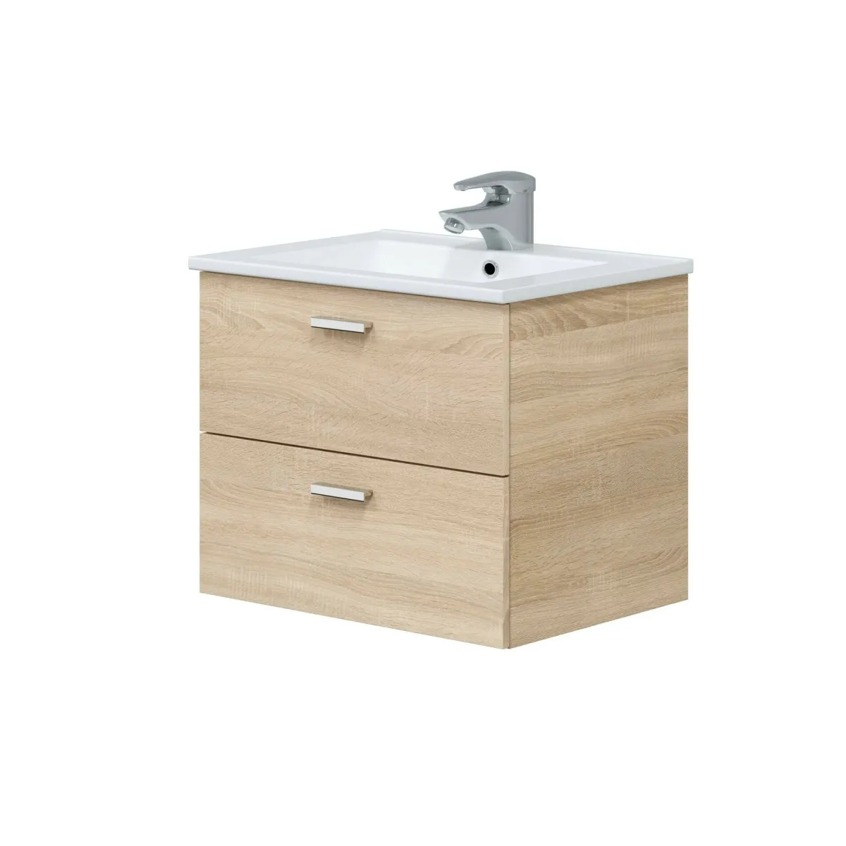 Mobili Sottolavabo > Dmora Mobile sottolavabo 2 cassetti 60x45x50h cm rovere - Doksuri Marrone Rovere