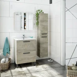 Mobile sottolavabo 2 cassetti 60x80x45h cm rovere - Aruna