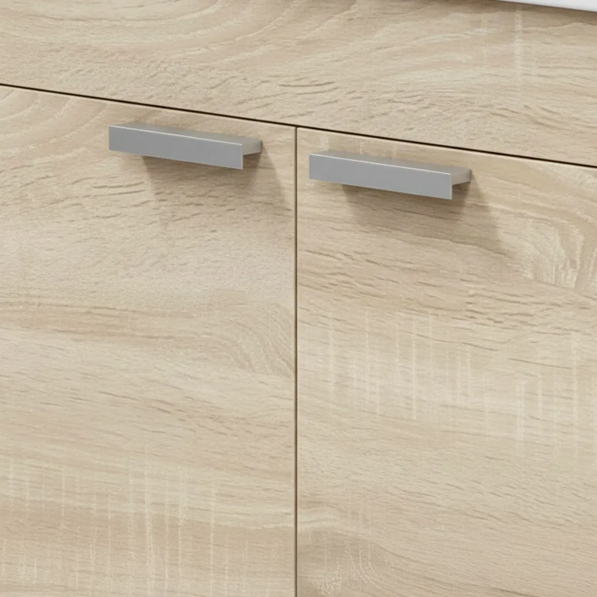 Mobili Sottolavabo > Dmora Mobile Sottolavabo 2 Ante Apertura Battente 70x45x80h cm, Piedini Alluminio - Cariati Marrone Rovere