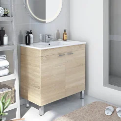 Mobili Sottolavabo > Dmora Mobile Sottolavabo Marrone Rovere Grigio Nero Antracite 3 Cassetti Soft Close 60x45x86h cm, Apertura Scorrevole - Sozop Nero Antracite, Marrone Rovere Grigio