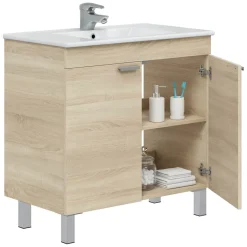 Mobili Sottolavabo > Dmora Mobile Sottolavabo Marrone Rovere Grigio Nero Antracite 3 Cassetti Soft Close 60x45x86h cm, Apertura Scorrevole - Sozop Nero Antracite, Marrone Rovere Grigio