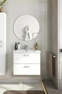 Mobile sottolavabo moderno 2 cassetti 60x45x50h cm bianco lucido - Doksuri