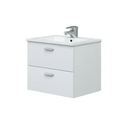 Mobile sottolavabo moderno 2 cassetti 60x45x50h cm bianco lucido - Doksuri