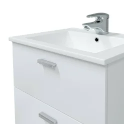 Mobile sottolavabo moderno 2 cassetti 60x45x50h cm bianco lucido - Doksuri