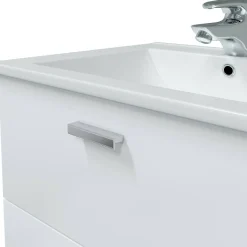 Mobile sottolavabo moderno 2 cassetti 60x45x50h cm bianco lucido - Doksuri
