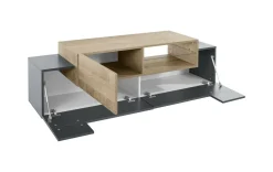 Mobili Porta Tv|Salotto > Dmora Mobile TV antracite e acero 160x45x51h cm 3 ante - Andris Marrone Acero, Nero Antracite