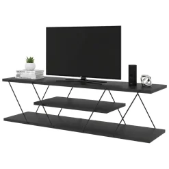 Mobile TV antracite e grigio 120x30x33h cm in legno - Desdemona