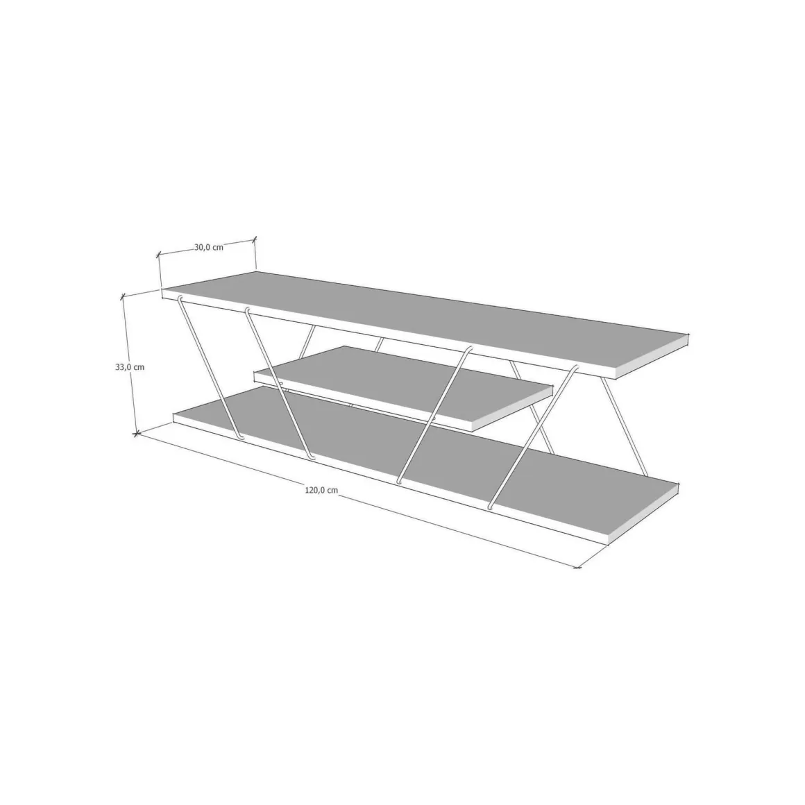 Mobile TV antracite e grigio 120x30x33h cm in legno - Desdemona