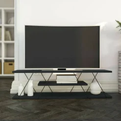 Mobile TV antracite e grigio 120x30x33h cm in legno - Desdemona