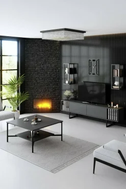 Mobile TV antracite e nero 180x30x48h cm modulabile - Iva