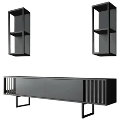 Mobile TV antracite e nero 180x30x48h cm modulabile - Iva