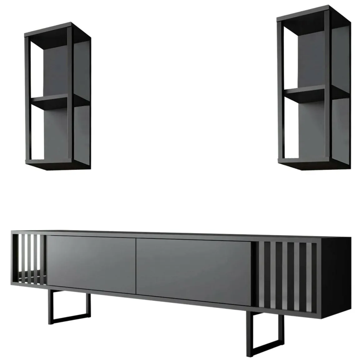 Mobile TV antracite e nero 180x30x48h cm modulabile - Iva