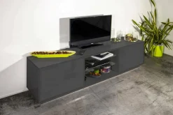Mobile TV antracite lucido 180x41x46h cm 2 ante - Lola