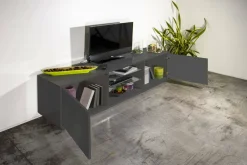 Mobile TV antracite lucido 180x41x46h cm 2 ante - Lola