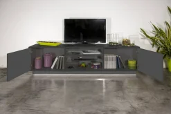 Mobile TV antracite lucido 180x41x46h cm 2 ante - Lola